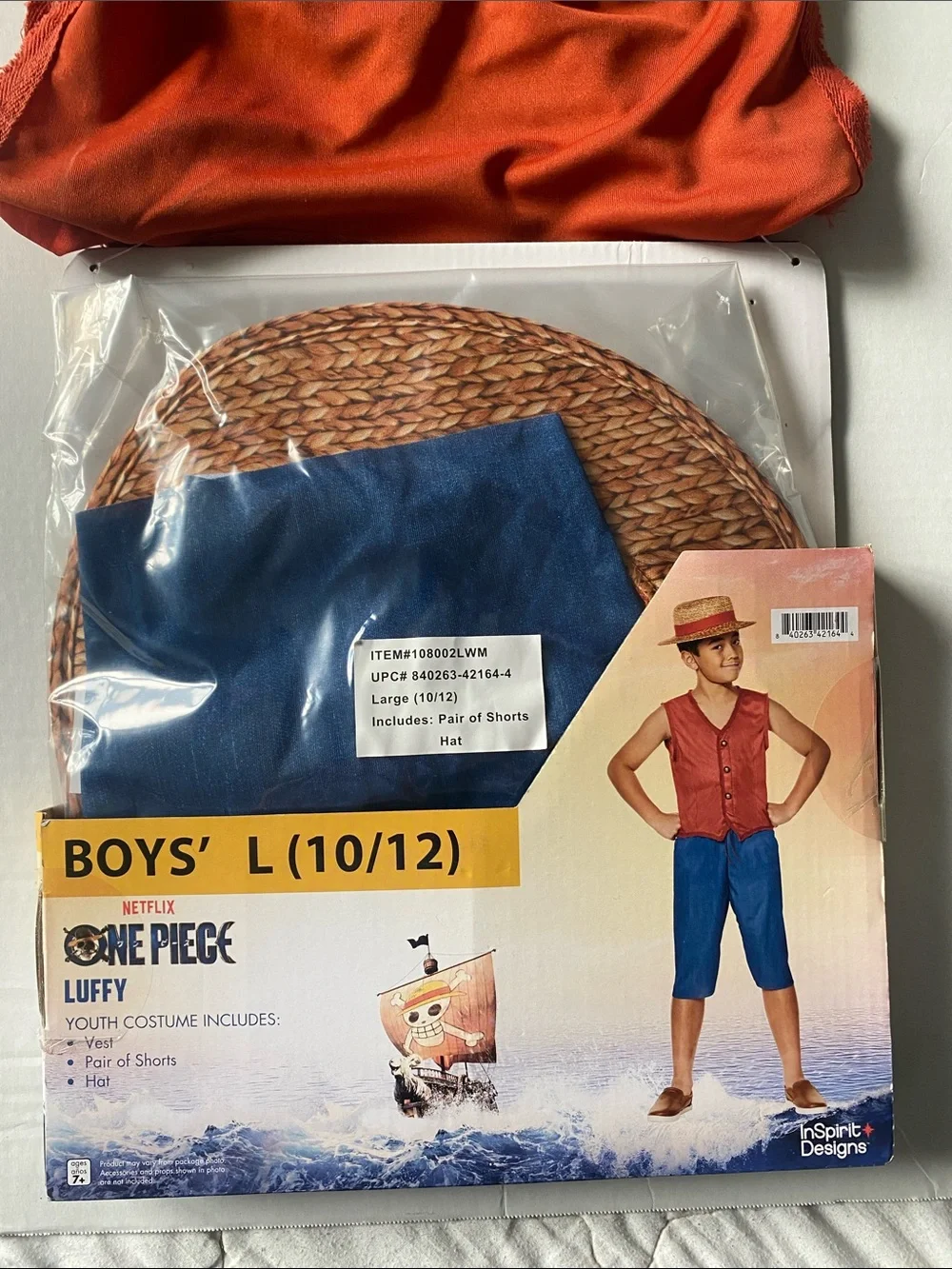Onepiece Luffy Red and Blue Boys' Costume Vest - Picture 3 of 6